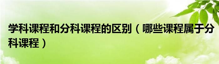 学科课程和分科课程的区别（哪些课程属于分科课程）