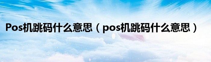 Pos机跳码什么意思（pos机跳码什么意思）