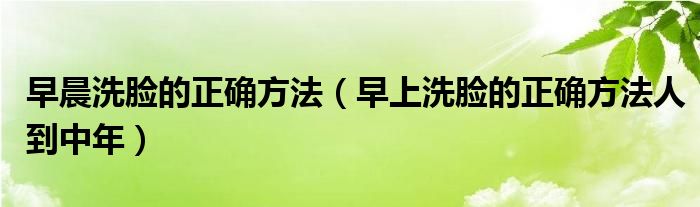 早晨洗脸的正确方法（早上洗脸的正确方法人到中年）