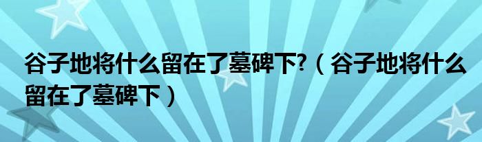 谷子地将什么留在了墓碑下?（谷子地将什么留在了墓碑下）