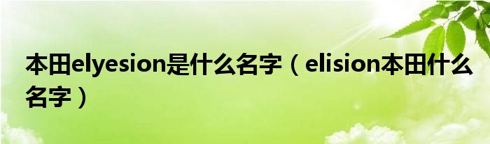 本田elyesion是什么名字（elision本田什么名字）