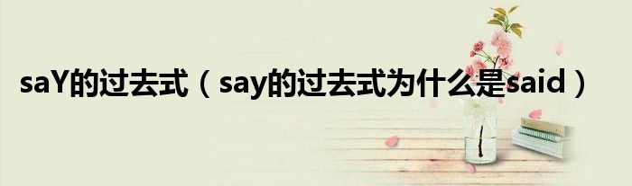 saY的过去式（say的过去式为什么是said）