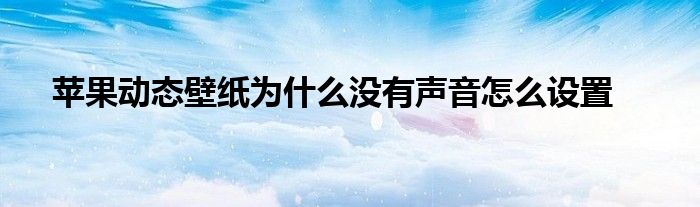 苹果动态壁纸为什么没有声音怎么设置