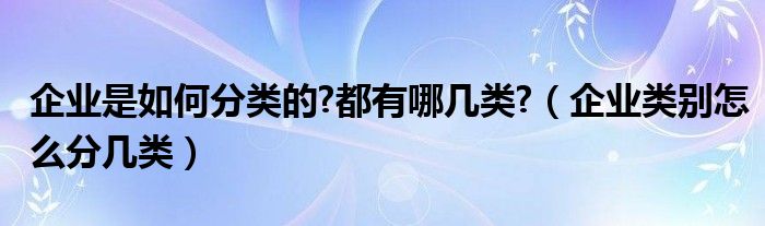 企业是如何分类的?都有哪几类?（企业类别怎么分几类）