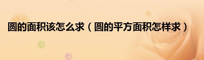 圆的面积该怎么求（圆的平方面积怎样求）