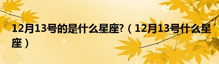 12月13号的是什么星座?（12月13号什么星座）