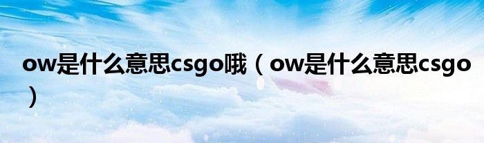 ow是什么意思csgo哦（ow是什么意思csgo）