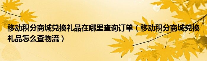 移动积分商城兑换礼品在哪里查询订单（移动积分商城兑换礼品怎么查物流）