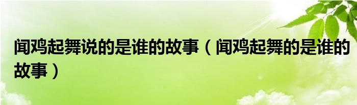 闻鸡起舞说的是谁的故事（闻鸡起舞的是谁的故事）