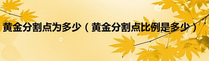 黄金分割点为多少（黄金分割点比例是多少）