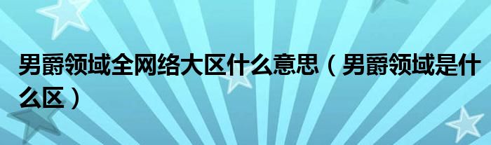 男爵领域全网络大区什么意思（男爵领域是什么区）