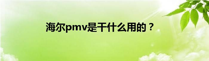 海尔pmv是干什么用的？