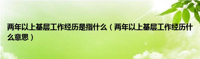 两年以上基层工作经历是指什么（两年以上基层工作经历什么意思）