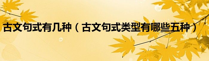 古文句式有几种（古文句式类型有哪些五种）