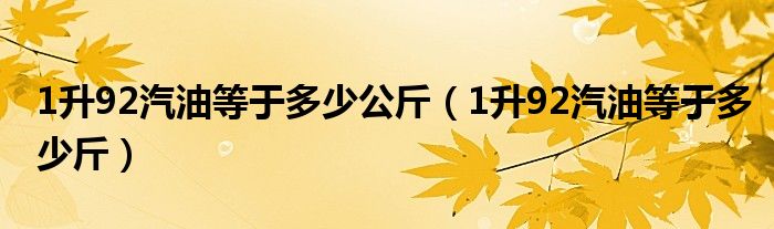 1升92汽油等于多少公斤（1升92汽油等于多少斤）