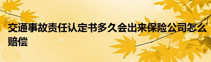 交通事故责任认定书多久会出来保险公司怎么赔偿