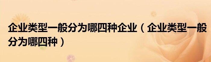 企业类型一般分为哪四种企业（企业类型一般分为哪四种）