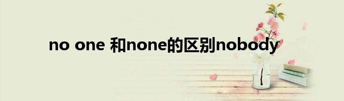 no one 和none的区别nobody