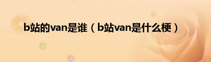 b站的van是谁（b站van是什么梗）