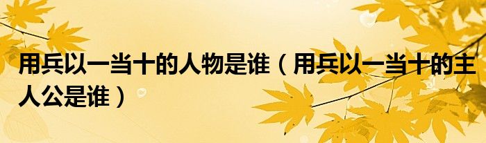 用兵以一当十的人物是谁（用兵以一当十的主人公是谁）