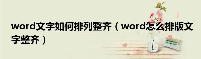 word文字如何排列整齐（word怎么排版文字整齐）