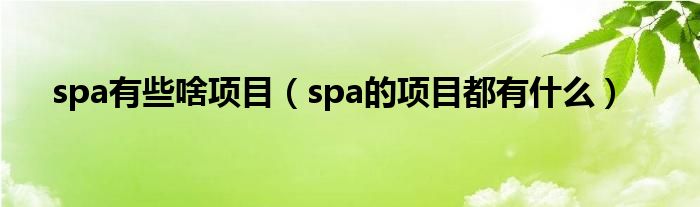 spa有些啥项目（spa的项目都有什么）