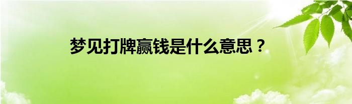 梦见打牌赢钱是什么意思？