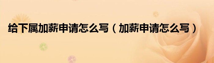 给下属加薪申请怎么写（加薪申请怎么写）