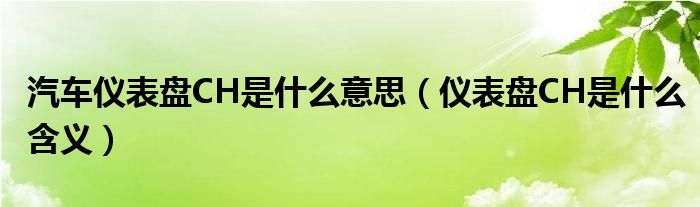 汽车仪表盘CH是什么意思（仪表盘CH是什么含义）