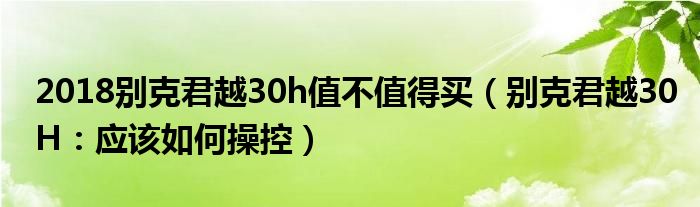 2018别克君越30h值不值得买（别克君越30H：应该如何操控）