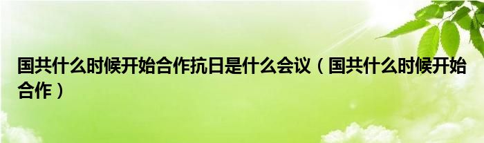 国共什么时候开始合作抗日是什么会议（国共什么时候开始合作）