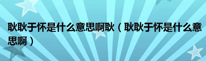 耿耿于怀是什么意思啊耿（耿耿于怀是什么意思啊）