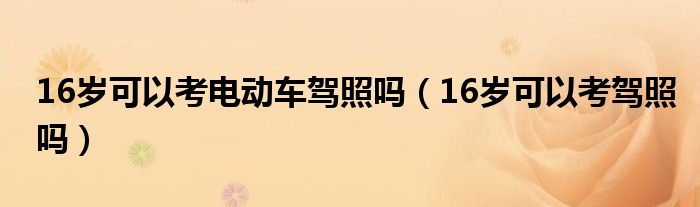 16岁可以考电动车驾照吗（16岁可以考驾照吗）