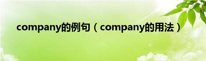 company的例句（company的用法）