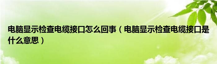 电脑显示检查电缆接口怎么回事（电脑显示检查电缆接口是什么意思）