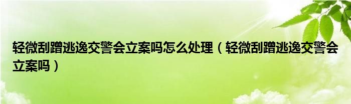 轻微刮蹭逃逸交警会立案吗怎么处理（轻微刮蹭逃逸交警会立案吗）