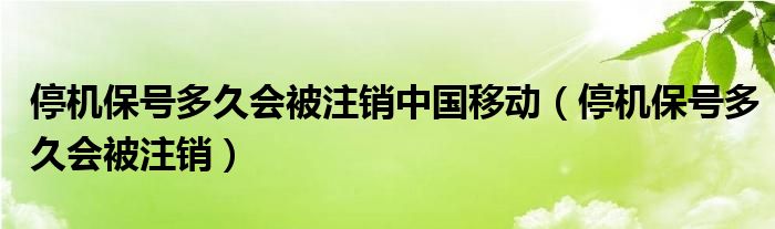 停机保号多久会被注销中国移动（停机保号多久会被注销）