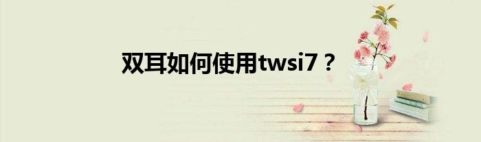 双耳如何使用twsi7？