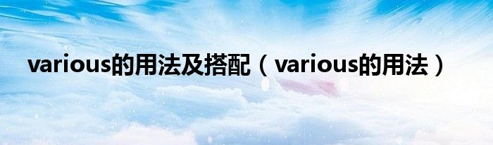 various的用法及搭配（various的用法）