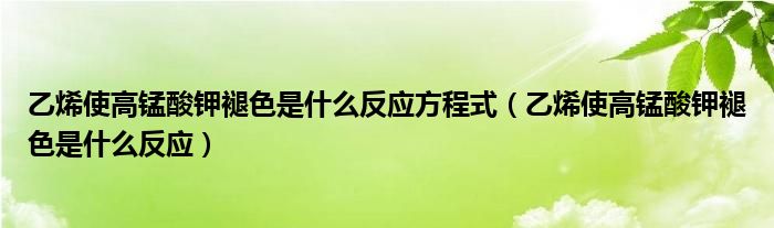 乙烯使高锰酸钾褪色是什么反应方程式（乙烯使高锰酸钾褪色是什么反应）