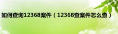 如何查询12368案件（12368查案件怎么查）