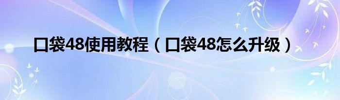 口袋48使用教程（口袋48怎么升级）