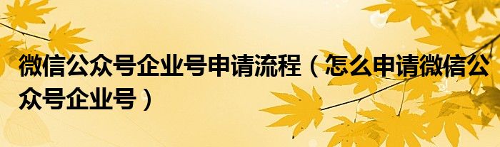 微信公众号企业号申请流程（怎么申请微信公众号企业号）