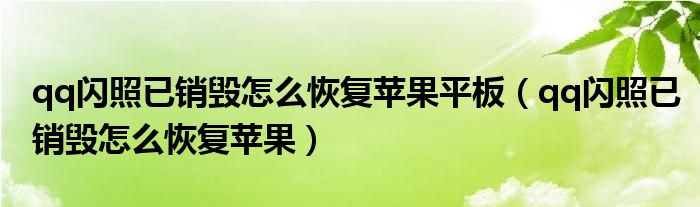 qq闪照已销毁怎么恢复苹果平板（qq闪照已销毁怎么恢复苹果）