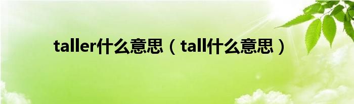 taller什么意思（tall什么意思）