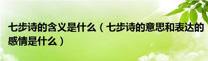 七步诗的含义是什么（七步诗的意思和表达的感情是什么）