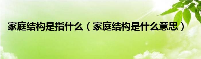 家庭结构是指什么（家庭结构是什么意思）