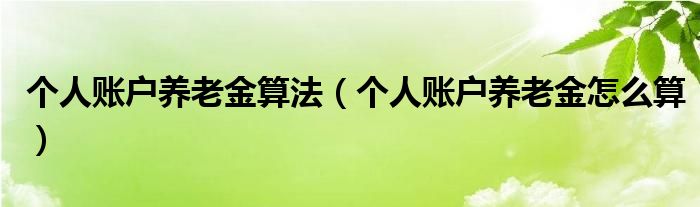 个人账户养老金算法（个人账户养老金怎么算）