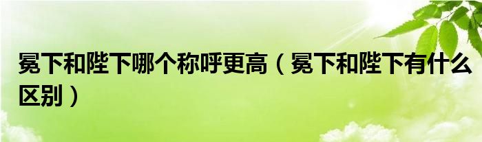 冕下和陛下哪个称呼更高（冕下和陛下有什么区别）