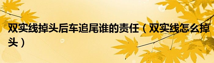 双实线掉头后车追尾谁的责任（双实线怎么掉头）